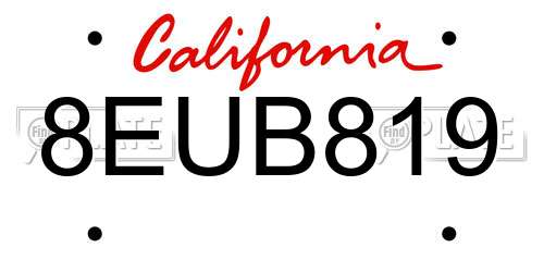 8EUB819 California License Plate