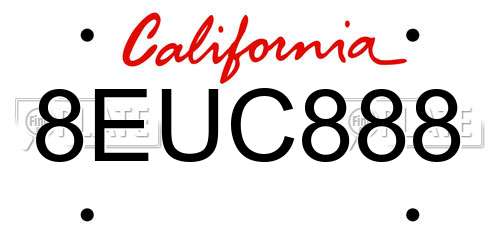 8EUC888 California License Plate