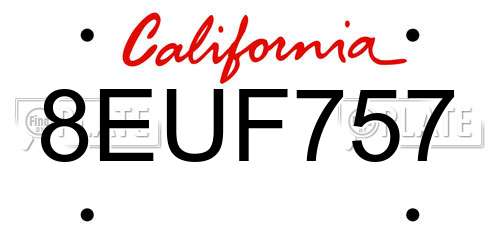 8EUF757 California License Plate