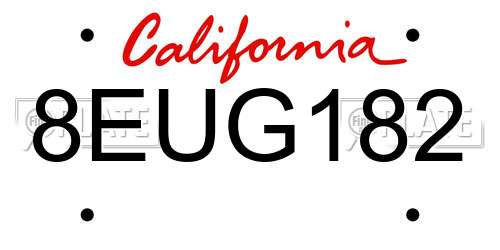 8EUG182 California License Plate