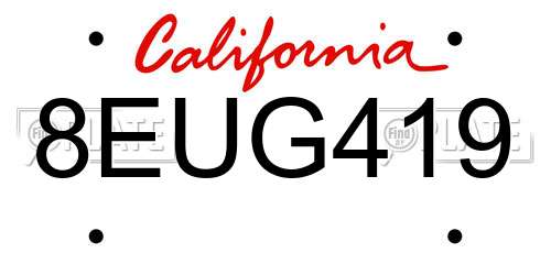 8EUG419 California License Plate