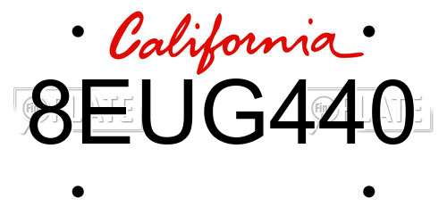 8EUG440 California License Plate