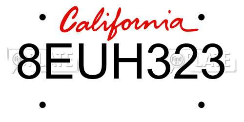 8EUH323 California License Plate