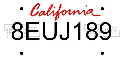 8EUJ189 California License Plate