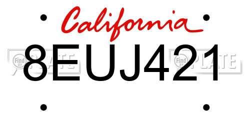 8EUJ421 California License Plate