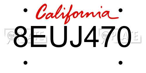 8EUJ470 California License Plate