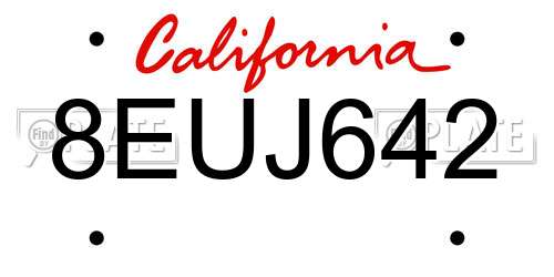 8EUJ642 California License Plate