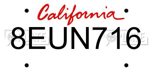 8EUN716 California License Plate