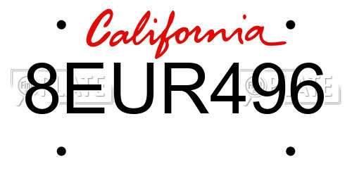 8EUR496 California License Plate