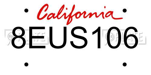 8EUS106 California License Plate