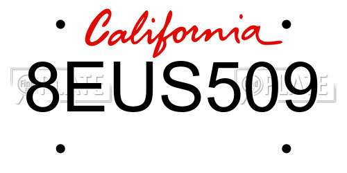 8EUS509 California License Plate