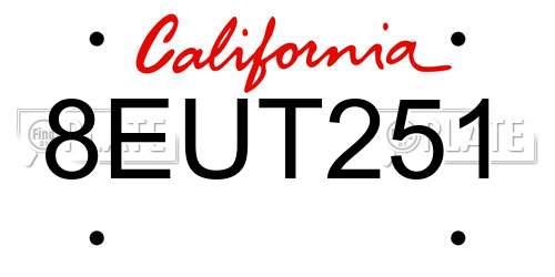 8EUT251 California License Plate