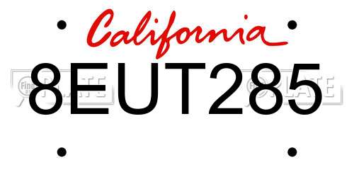 8EUT285 California License Plate
