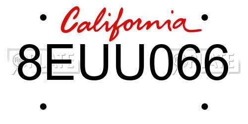 8EUU066 California License Plate