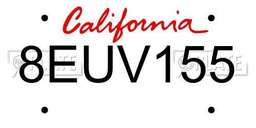 8EUV155 California License Plate