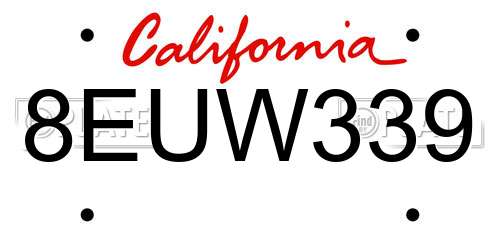 8EUW339 California License Plate