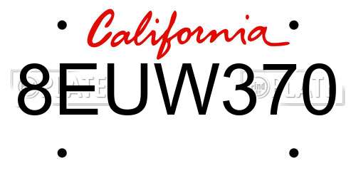 8EUW370 California License Plate