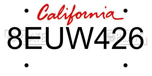8EUW426 California License Plate