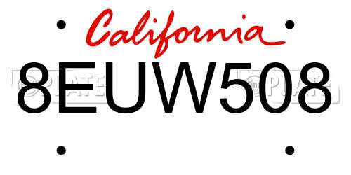 8EUW508 California License Plate