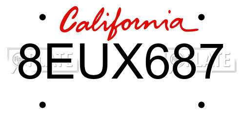 8EUX687 California License Plate