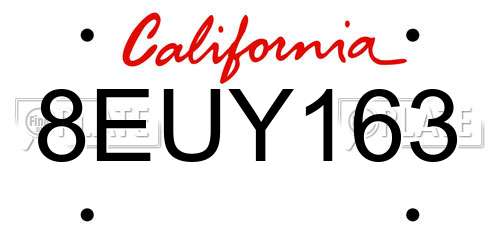 8EUY163 California License Plate