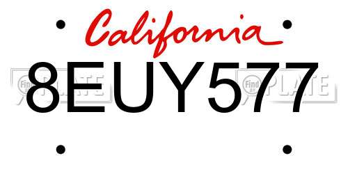8EUY577 California License Plate