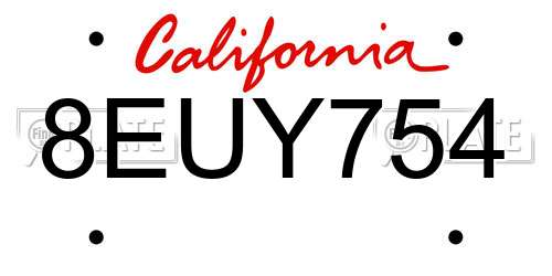 8EUY754 California License Plate