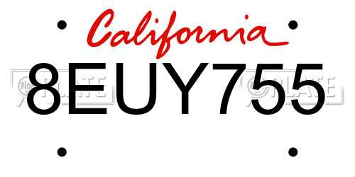 8EUY755 California License Plate