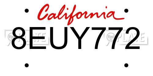 8EUY772 California License Plate
