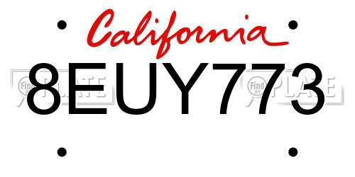 8EUY773 California License Plate