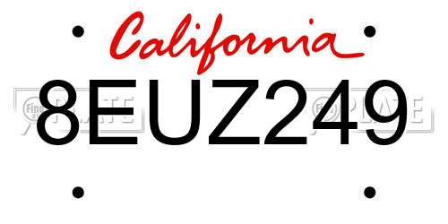 8EUZ249 California License Plate