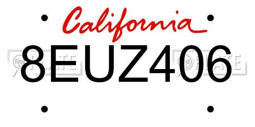8EUZ406 California License Plate