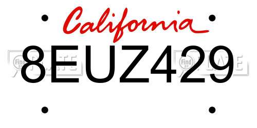 8EUZ429 California License Plate