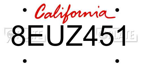 8EUZ451 California License Plate