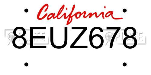 8EUZ678 California License Plate
