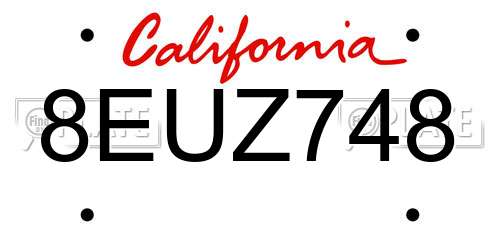 8EUZ748 California License Plate