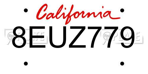 8EUZ779 California License Plate