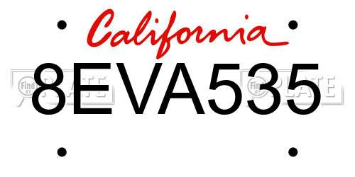 8EVA535 California License Plate