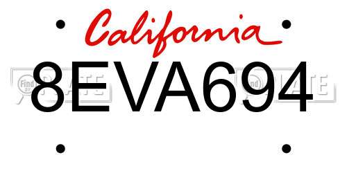 8EVA694 California License Plate
