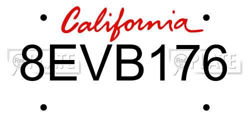 8EVB176 California License Plate