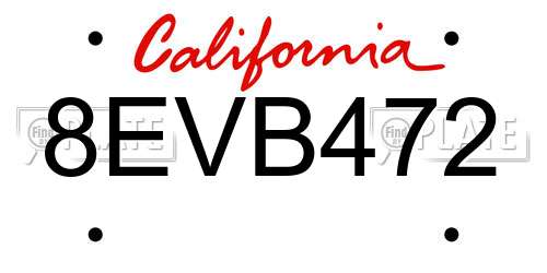 8EVB472 California License Plate