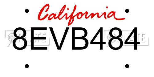 8EVB484 California License Plate