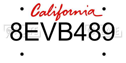 8EVB489 California License Plate