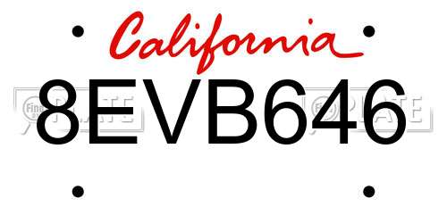 8EVB646 California License Plate