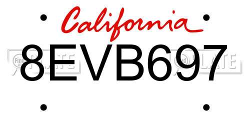 8EVB697 California License Plate