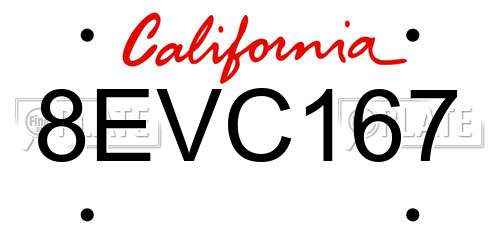 8EVC167 California License Plate
