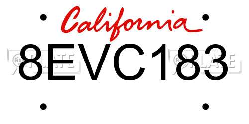 8EVC183 California License Plate
