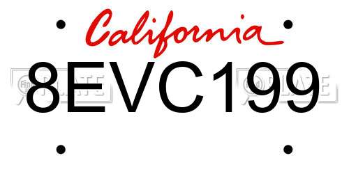 8EVC199 California License Plate