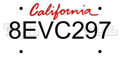 8EVC297 California License Plate