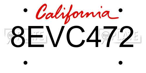 8EVC472 California License Plate